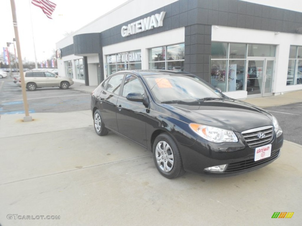 2009 Elantra SE Sedan - Black Pearl / Gray photo #3