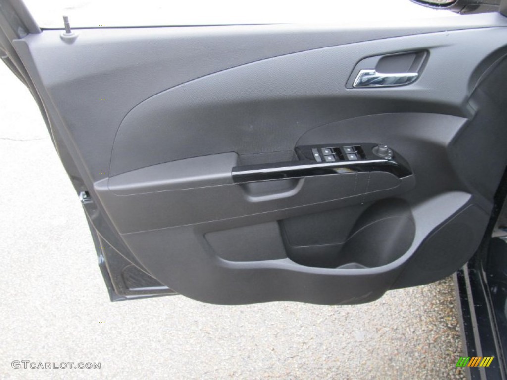 2013 Chevrolet Sonic RS Hatch RS Jet Black Leather/Microfiber Door Panel Photo #74636325