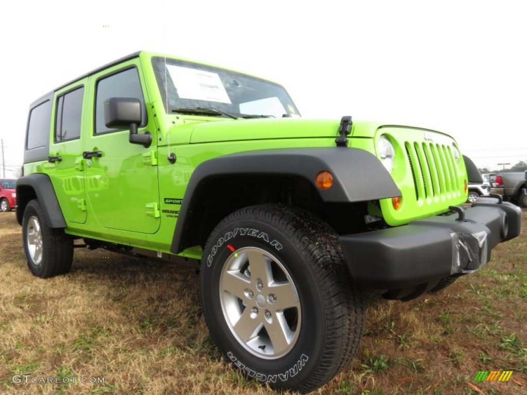 Gecko Green Pearl 2013 Jeep Wrangler Unlimited Sport S 4x4 Exterior Photo #74639238