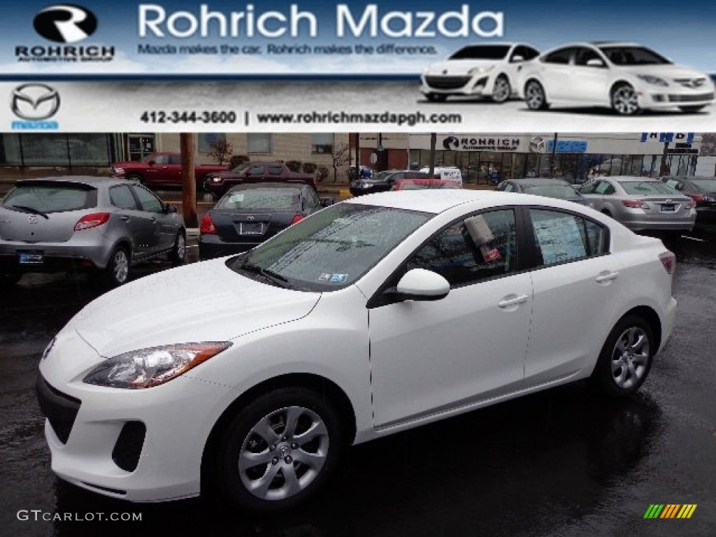 2013 MAZDA3 i SV 4 Door - Crystal White Pearl Mica / Black photo #1