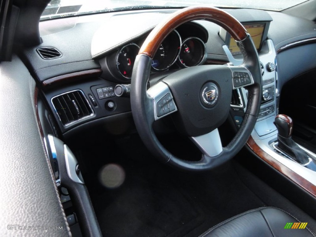 2011 Cadillac CTS 4 AWD Coupe Ebony Steering Wheel Photo #74642771