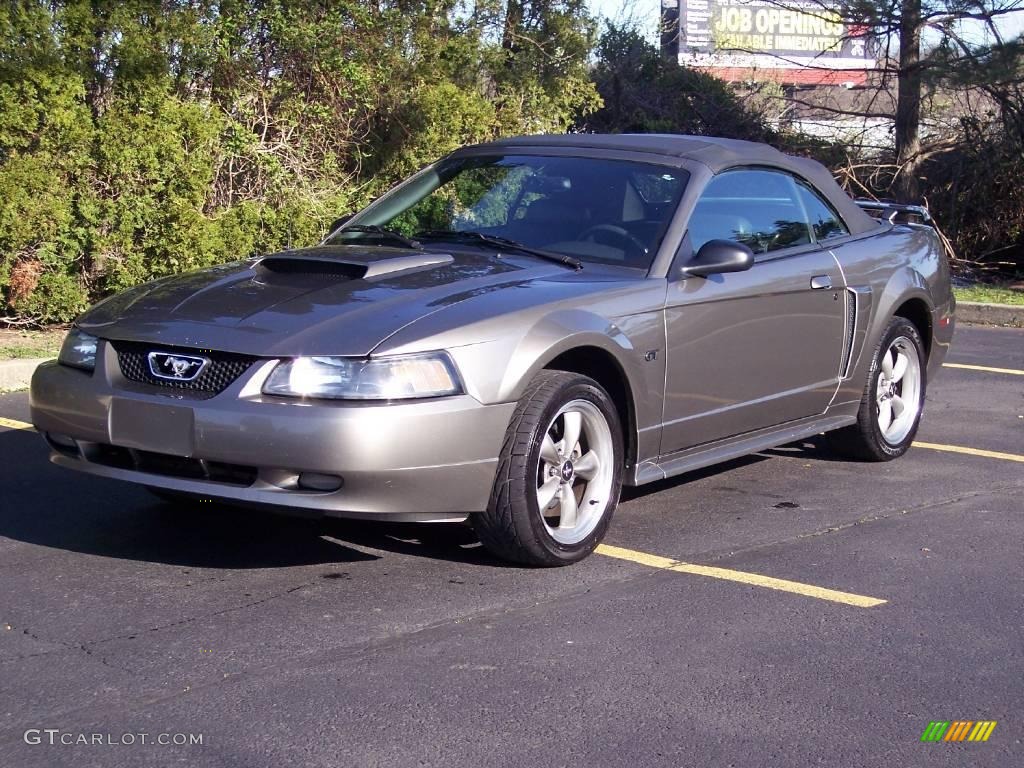 2002 Mustang GT Convertible - Mineral Grey Metallic / Dark Charcoal photo #2