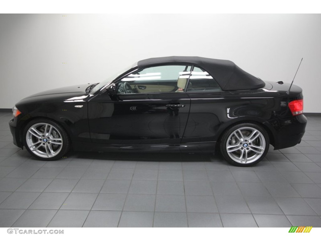 2012 1 Series 135i Convertible - Jet Black / Savanna Beige photo #2