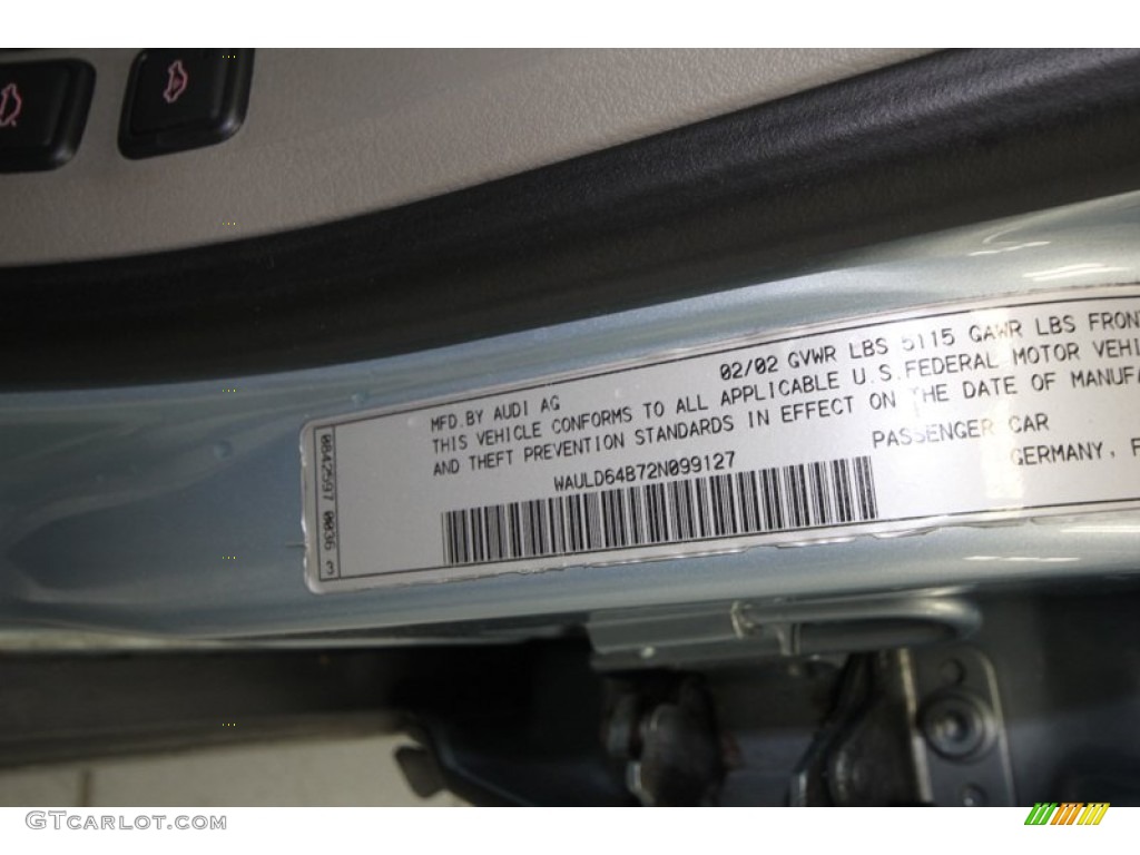 2002 A6 2.7T quattro Sedan - Crystal Blue Metallic / Platinum photo #10