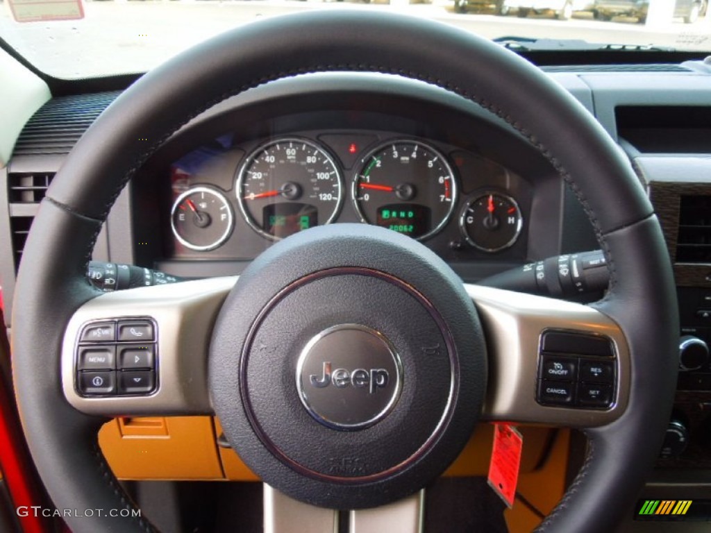 2012 Jeep Liberty Limited Dark Slate Gray/Dark Saddle Steering Wheel Photo #74655874