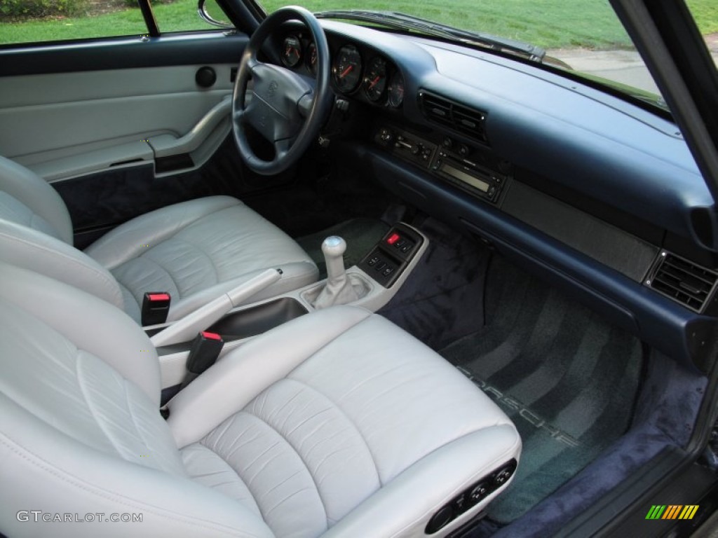 Classic Grey/Midnight Blue Interior 1996 Porsche 911 Turbo Photo #74656195