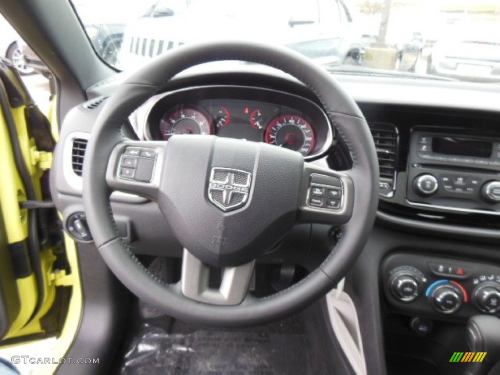 2013 Dodge Dart Rallye Black/Light Diesel Gray Steering Wheel Photo #74658786
