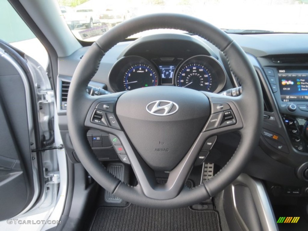 2013 Hyundai Veloster Turbo Black Steering Wheel Photo #74662119