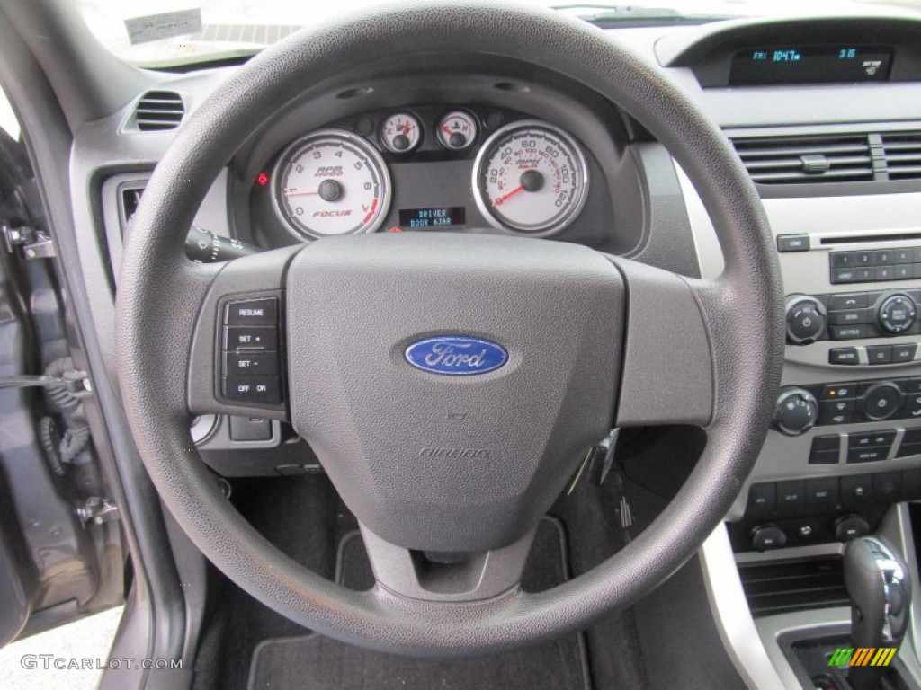 2011 Ford Focus SE Sedan Charcoal Black Steering Wheel Photo #74672412