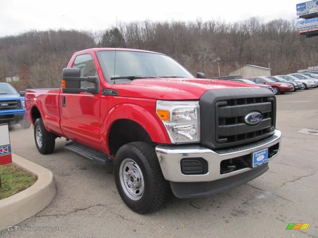 2012 F250 Super Duty XL Regular Cab 4x4 - Vermillion Red / Steel photo #6