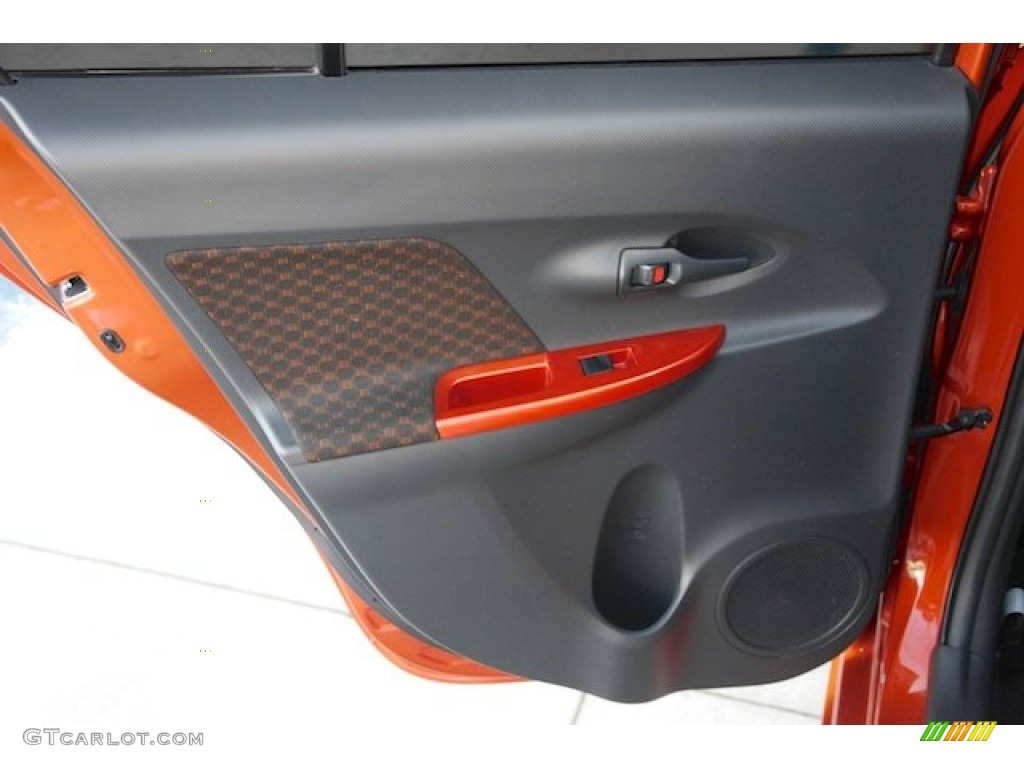 2008 Scion xD Release Series 1.0 Charcoal Gray/Lava Orange Door Panel Photo #74677152