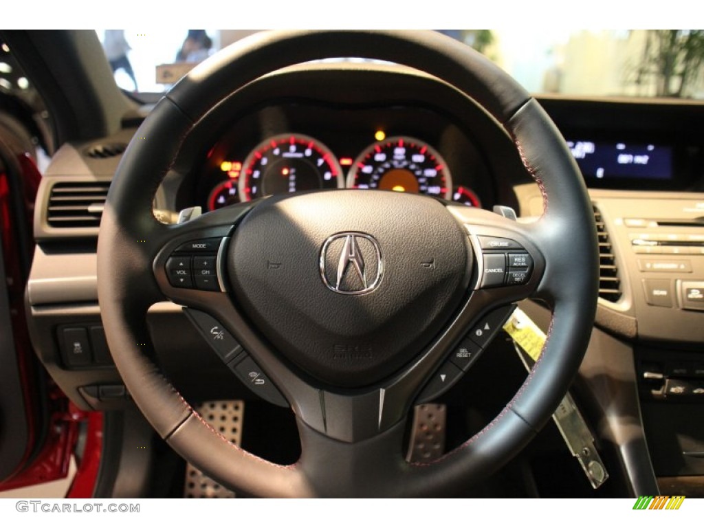 2013 Acura TSX Special Edition Special Edition Ebony/Red Steering Wheel Photo #74678632