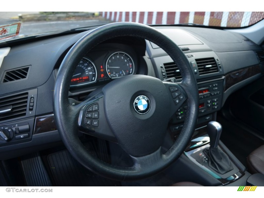 2007 BMW X3 3.0si Tobacco Steering Wheel Photo #74679073