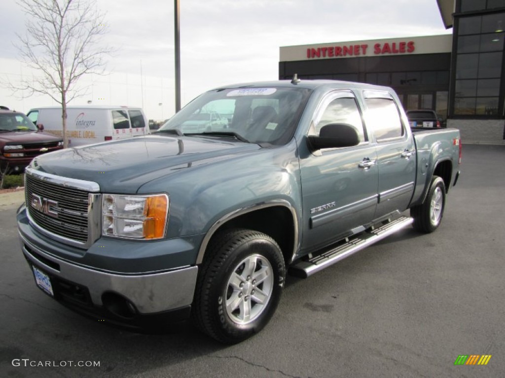 2012 Sierra 1500 SLE Crew Cab 4x4 - Stealth Gray Metallic / Ebony photo #3