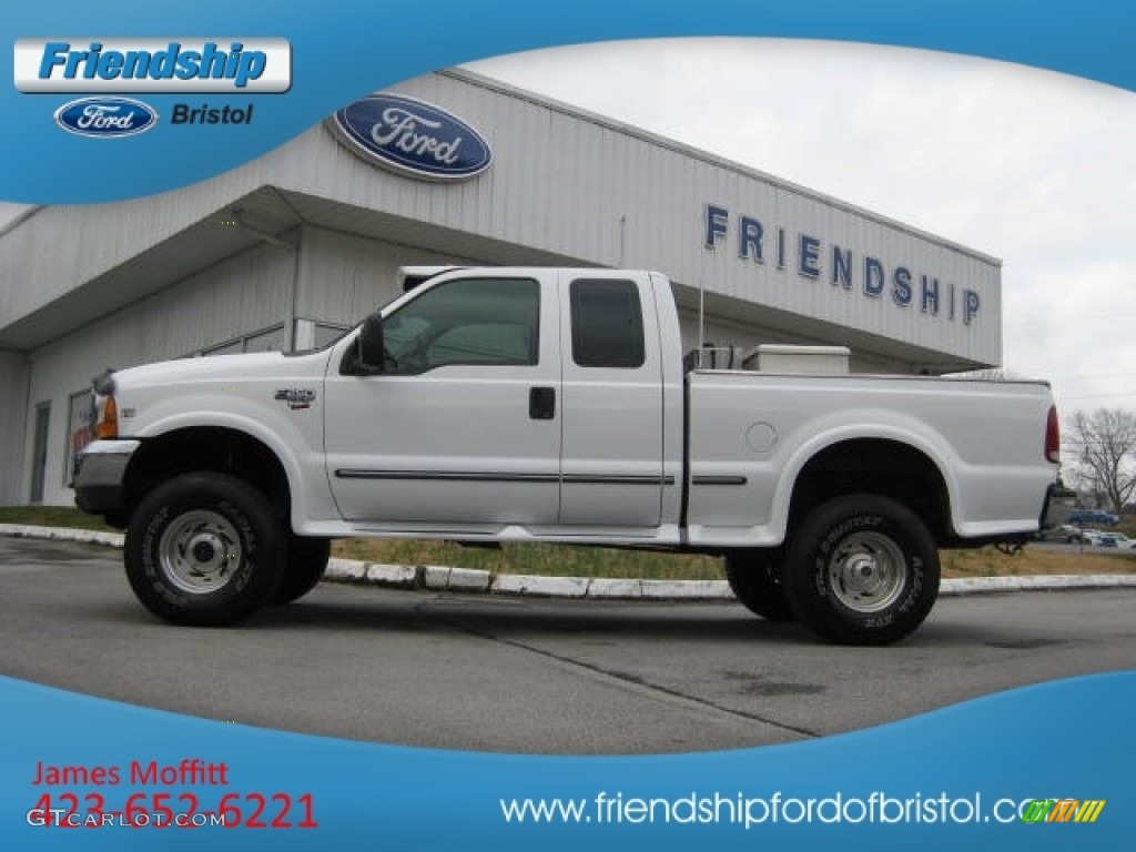 1999 F250 Super Duty Lariat Extended Cab 4x4 - Oxford White / Medium Prairie Tan photo #1