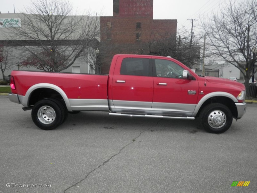2012 Ram 3500 HD Laramie Crew Cab 4x4 Dually - Flame Red / Dark Slate photo #2