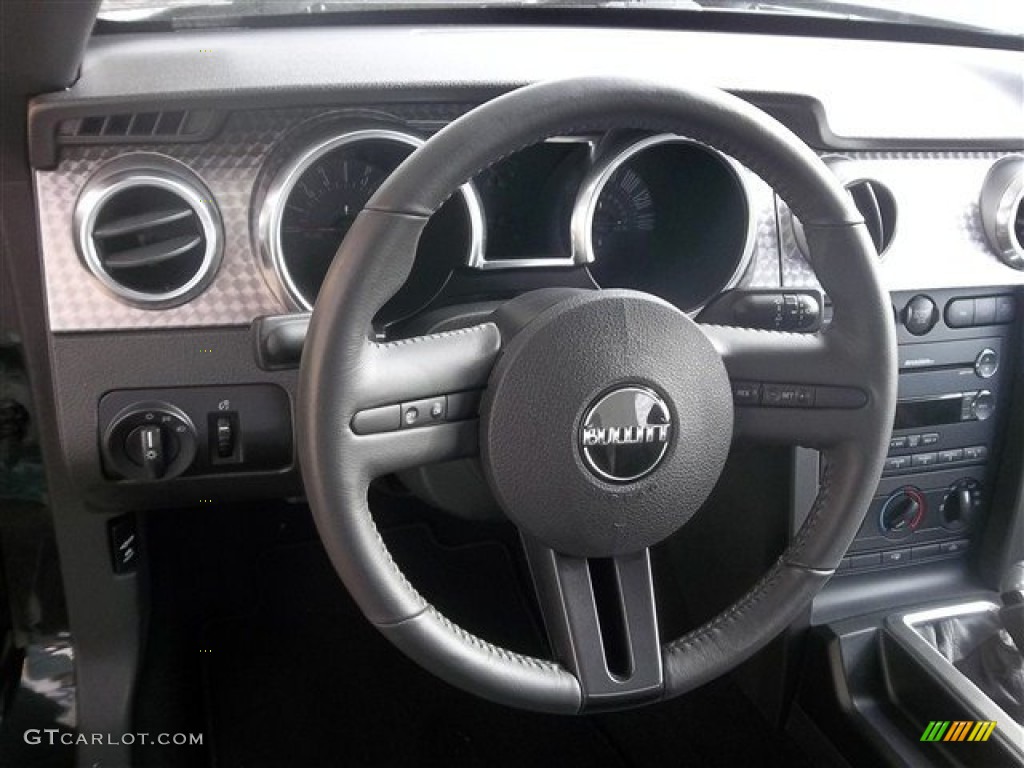 2008 Ford Mustang Bullitt Coupe Dark Charcoal Steering Wheel Photo #74693908