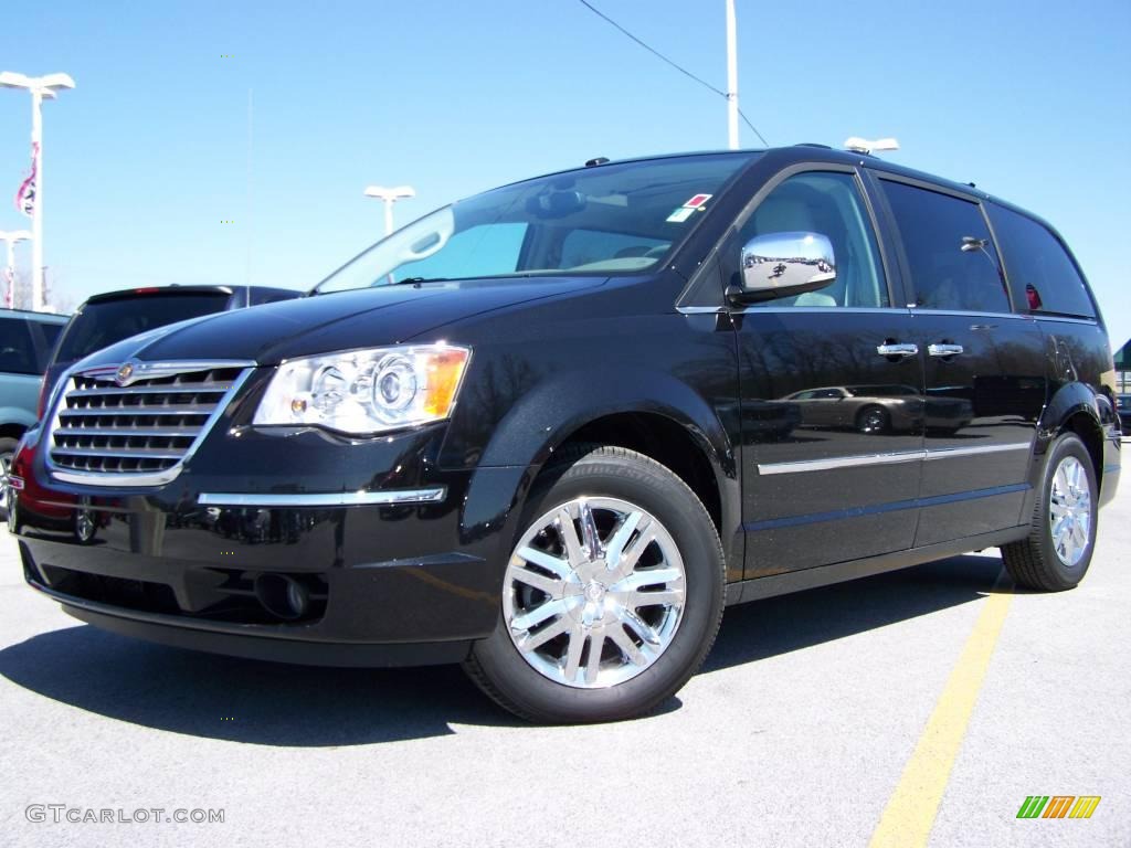 2009 Town & Country Limited - Brilliant Black Crystal Pearl / Medium Slate Gray/Light Shale photo #1