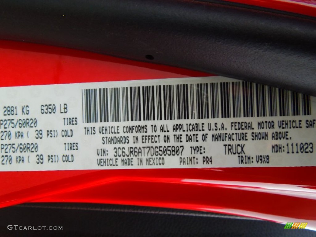 2013 1500 Color Code PR4 for Flame Red Photo #74700772