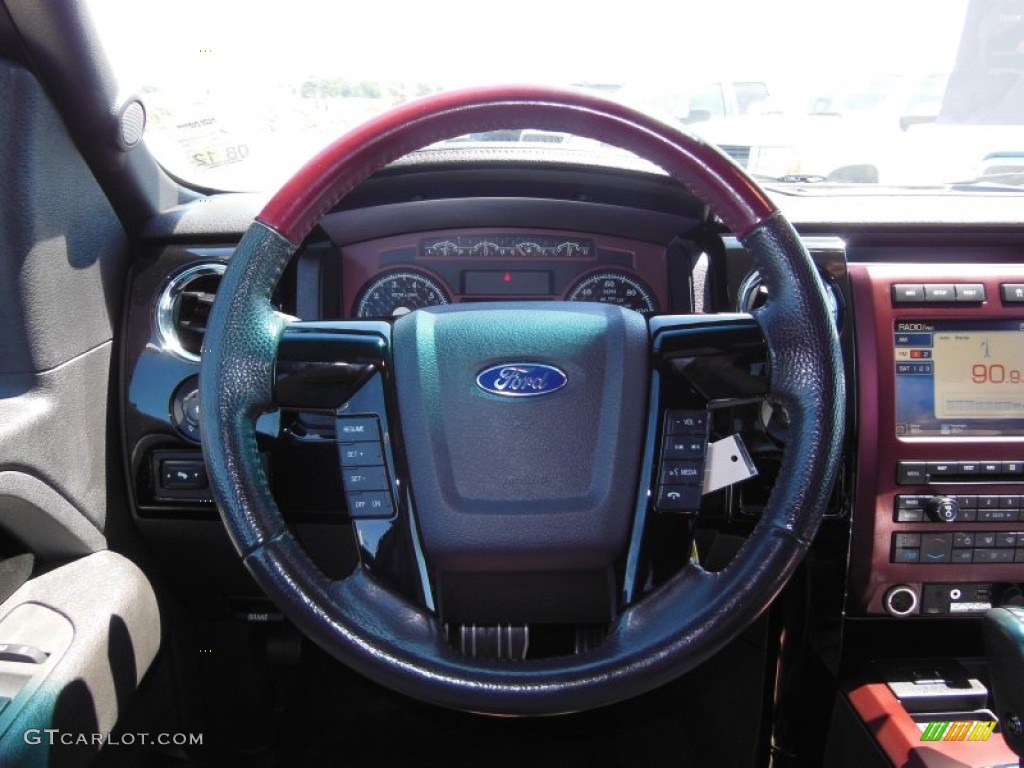 2010 Ford F150 Harley-Davidson SuperCrew 4x4 Harley Davidson Lava Red/Black Steering Wheel Photo #74703388