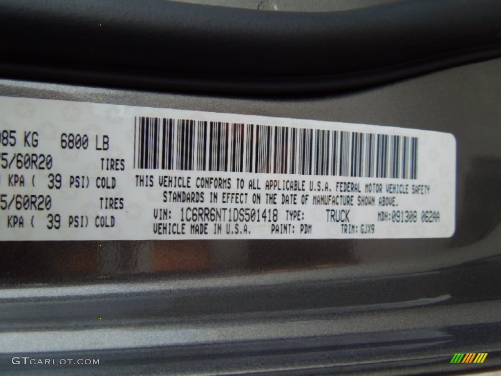 2013 1500 Color Code PDM for Mineral Gray Metallic Photo #74703457