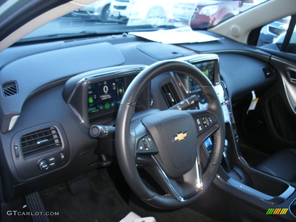 2012 Chevrolet Volt Hatchback Jet Black/Dark Accents Steering Wheel Photo #74705436