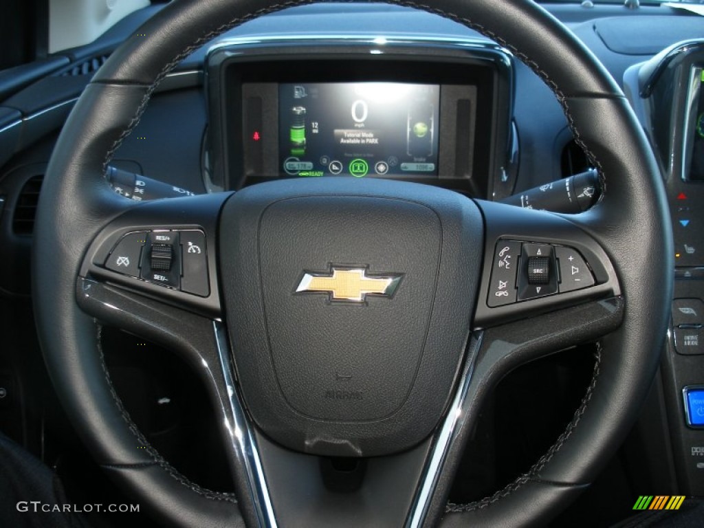 2012 Chevrolet Volt Hatchback Jet Black/Dark Accents Steering Wheel Photo #74705455