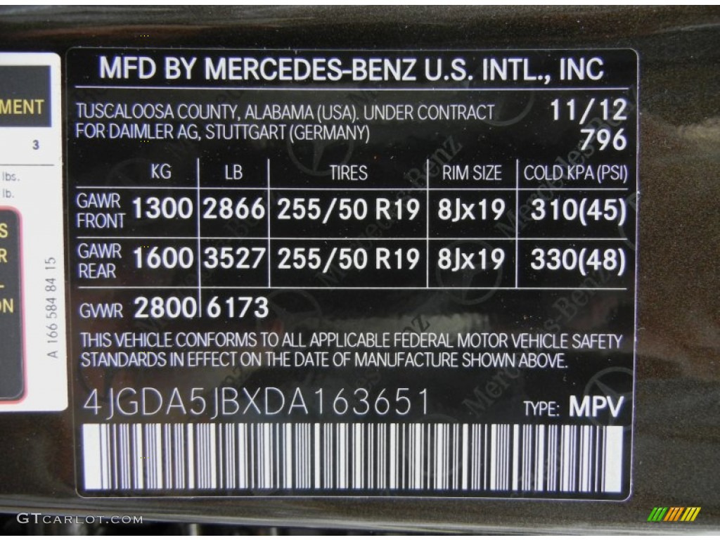 2013 ML Color Code 796 for Dakota Brown Metallic Photo #74708778