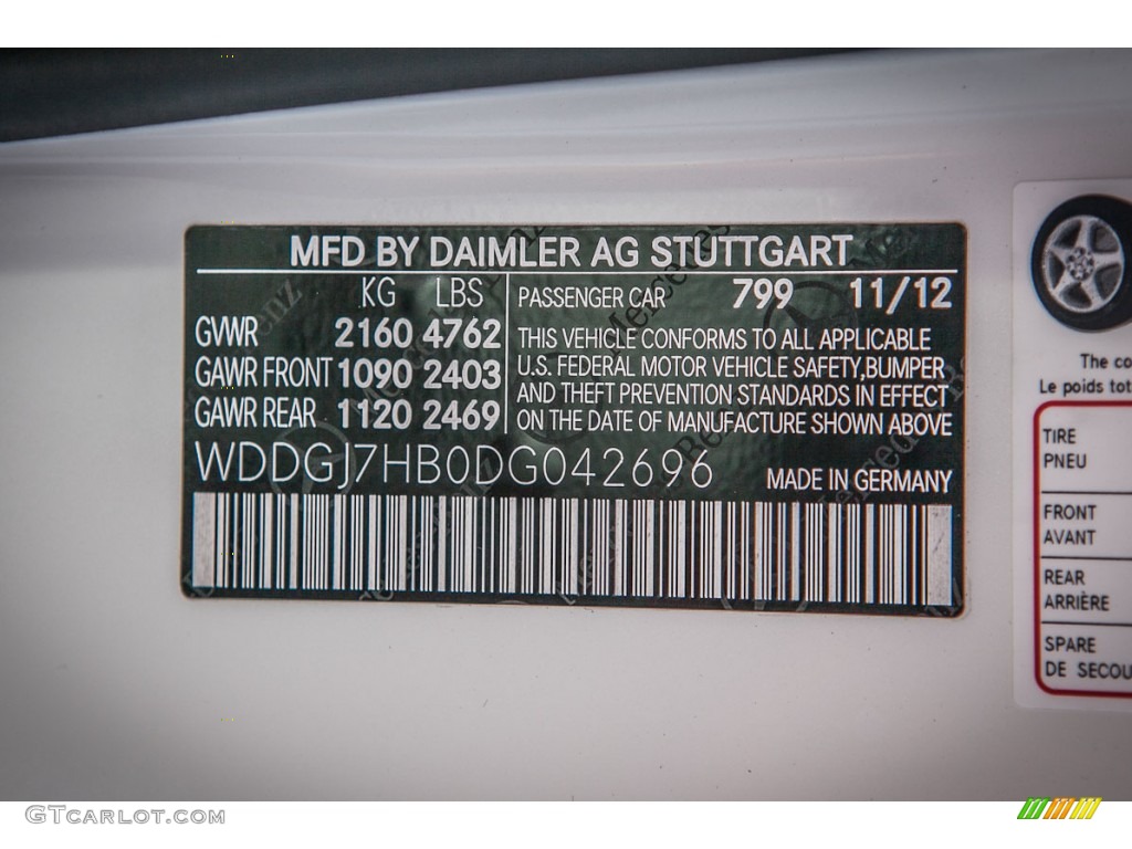 2013 C Color Code 799 for Diamond White Metallic Photo #74714267