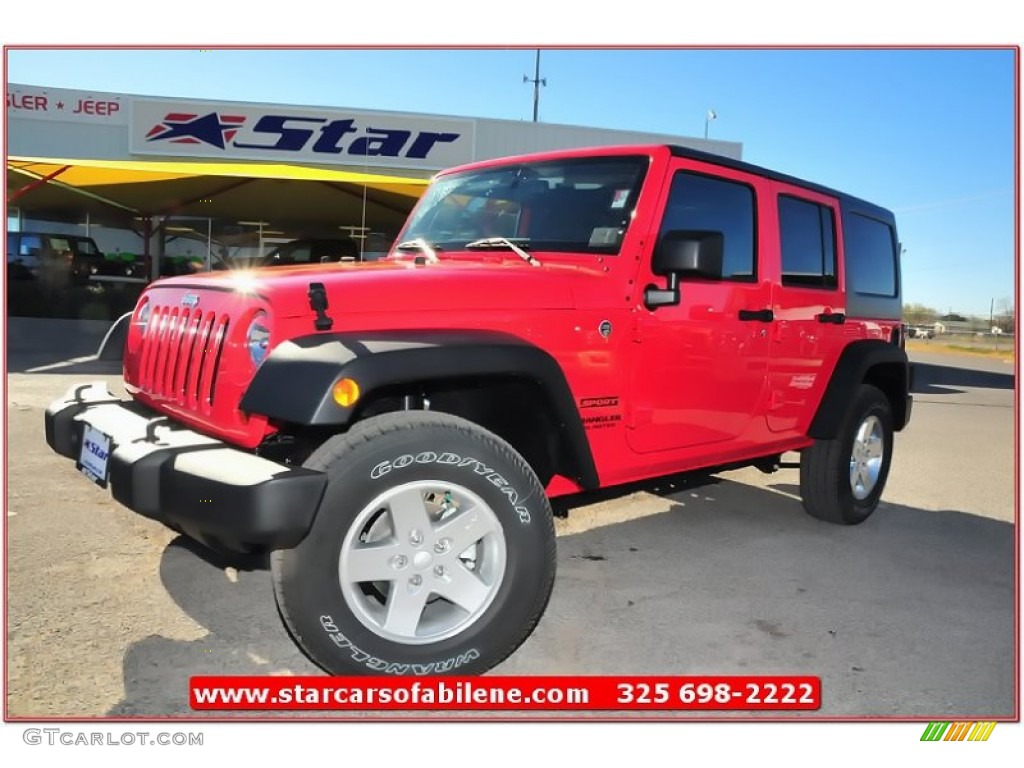 2013 Wrangler Unlimited Sport S 4x4 - Rock Lobster Red / Black photo #1