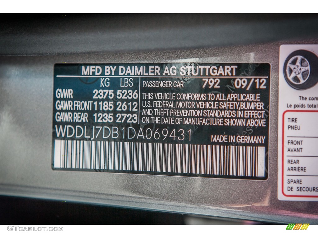2013 CLS Color Code 792 for Paladium Silver Metallic Photo #74716585