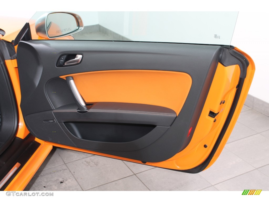 2010 Audi TT S 2.0 TFSI quattro Coupe S Black/Orange Silk Nappa Leather Door Panel Photo #74719621