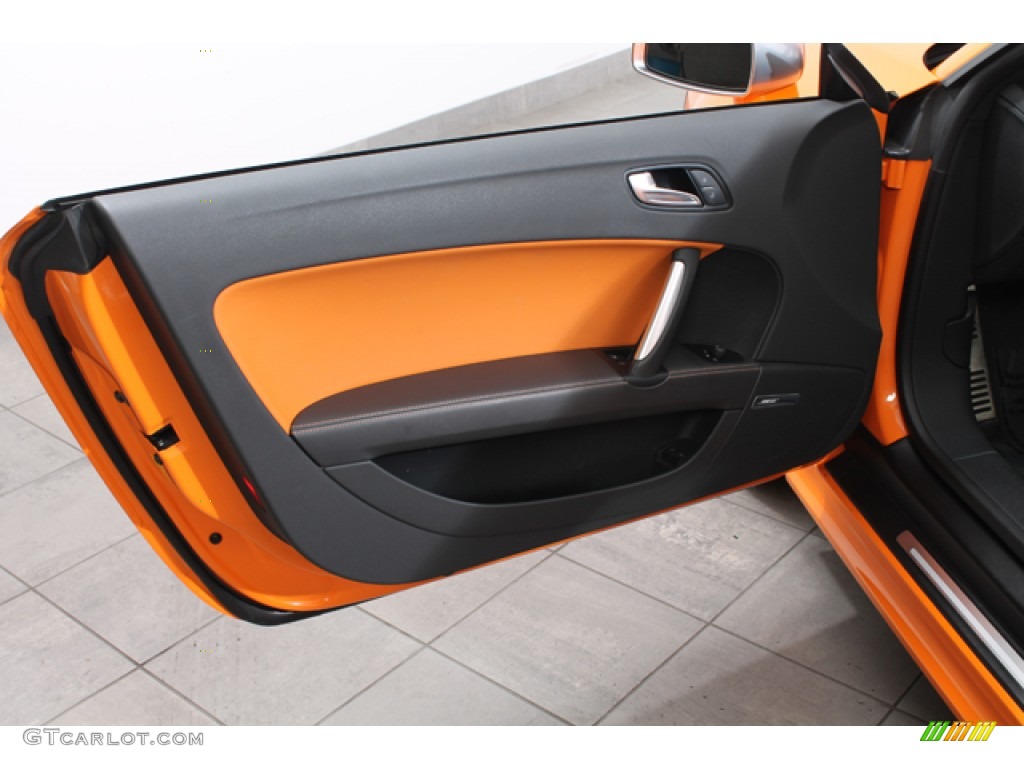 2010 Audi TT S 2.0 TFSI quattro Coupe S Black/Orange Silk Nappa Leather Door Panel Photo #74719647