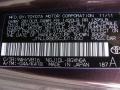 9AH: Black Currant Metallic 2012 Scion iQ Standard iQ Model Color Code