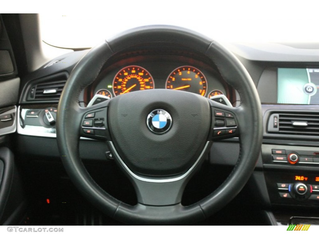 2011 BMW 5 Series 535i Sedan Black Steering Wheel Photo #74739728