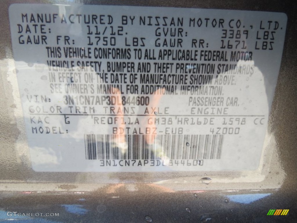 2013 Versa Color Code KAC for Titanium Photo #74740729