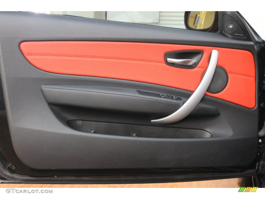 2011 BMW 1 Series 135i Coupe Coral Red Door Panel Photo #74741445