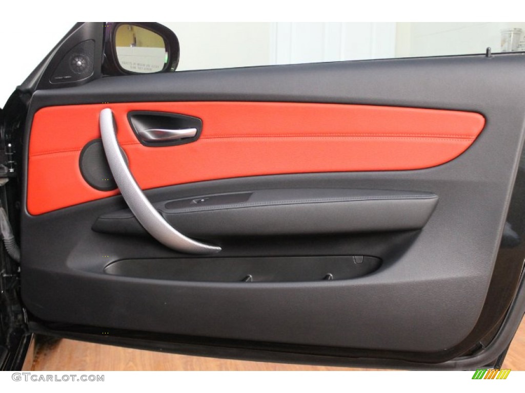 2011 BMW 1 Series 135i Coupe Coral Red Door Panel Photo #74741457