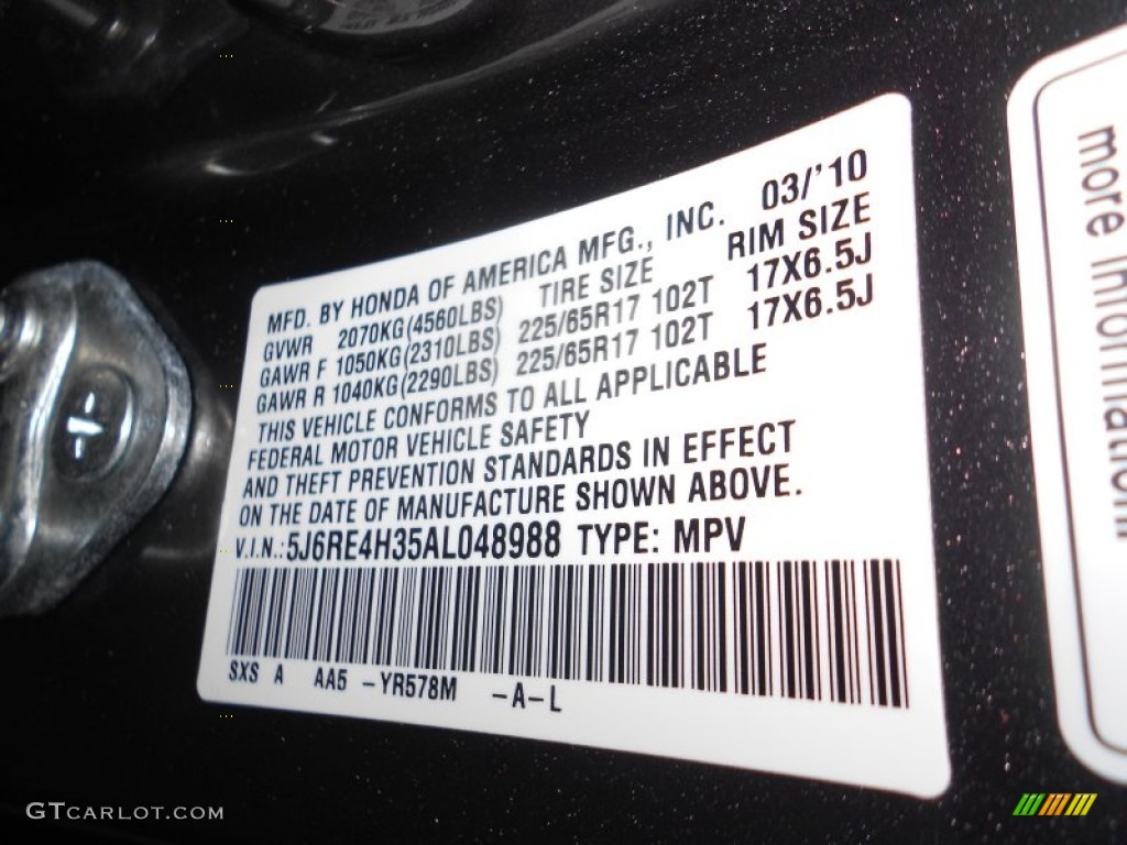2010 CR-V LX AWD - Polished Metal Metallic / Black photo #17