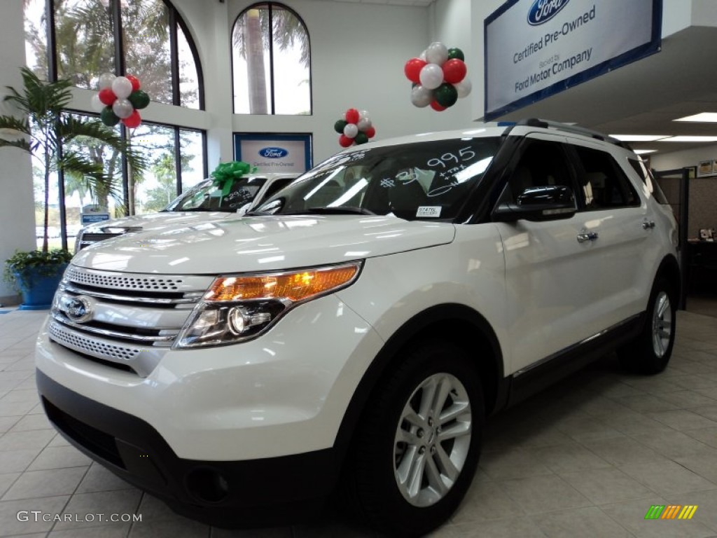 2012 Explorer XLT EcoBoost - White Platinum Tri-Coat / Medium Light Stone photo #12