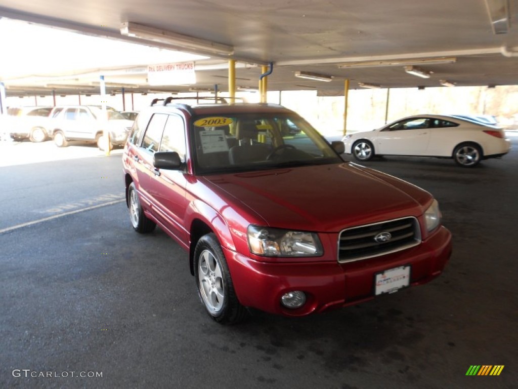 2003 Forester 2.5 XS - Cayenne Red Pearl / Beige photo #1