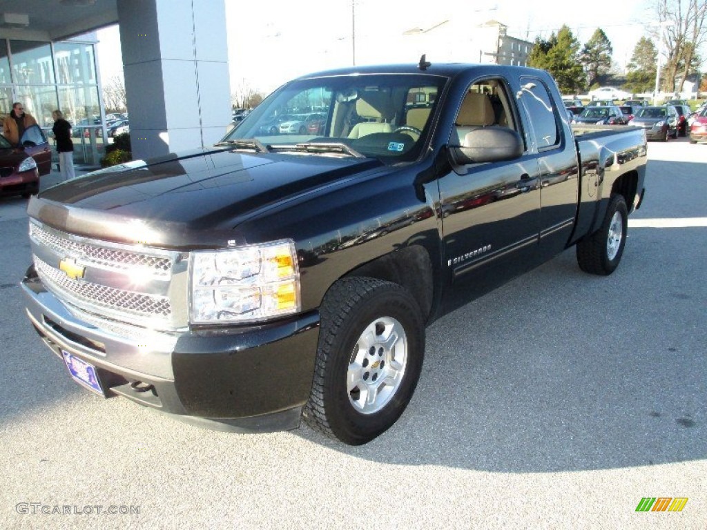 2009 Silverado 1500 LT Extended Cab 4x4 - Black Granite Metallic / Light Cashmere photo #11