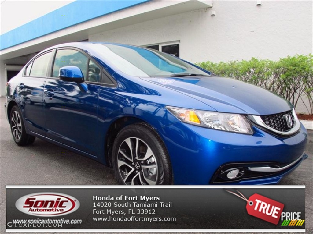 2013 Civic EX-L Sedan - Dyno Blue Pearl / Gray photo #1