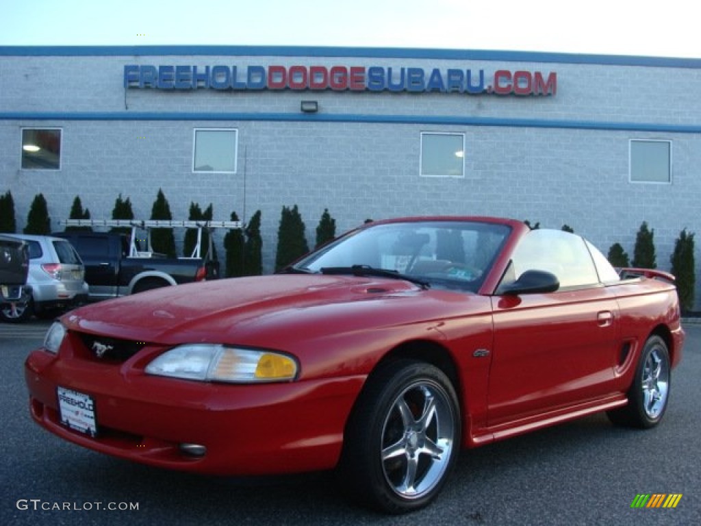 1998 Mustang GT Convertible - Vermillion Red / Saddle photo #1