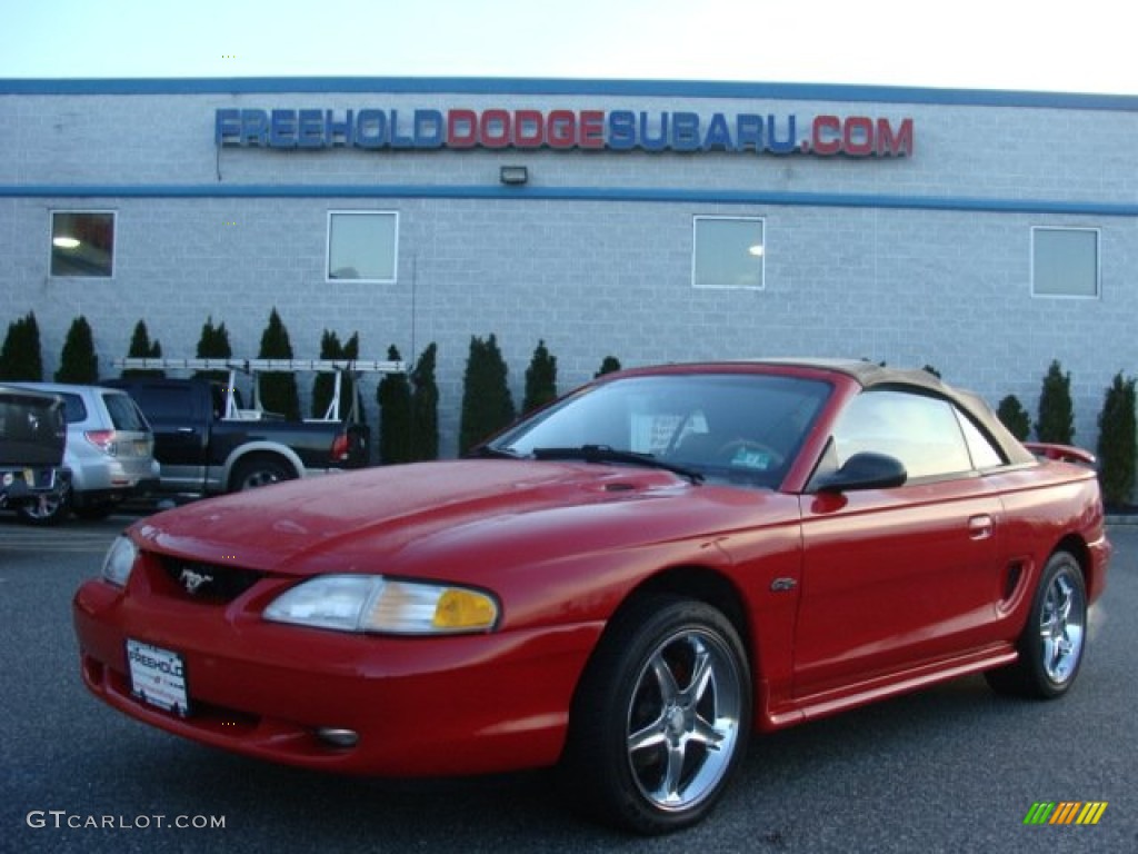 1998 Mustang GT Convertible - Vermillion Red / Saddle photo #2
