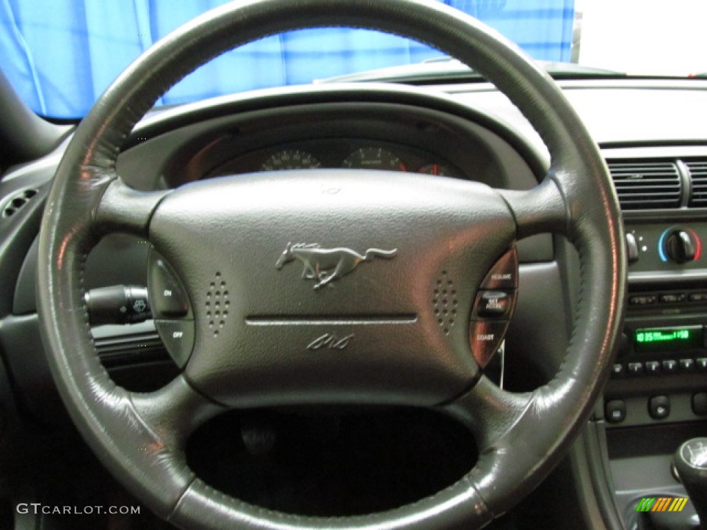 2001 Ford Mustang V6 Coupe Medium Graphite Steering Wheel Photo #74753547