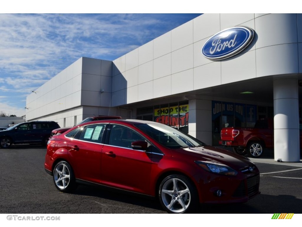 2013 Focus Titanium Sedan - Ruby Red / Charcoal Black photo #1