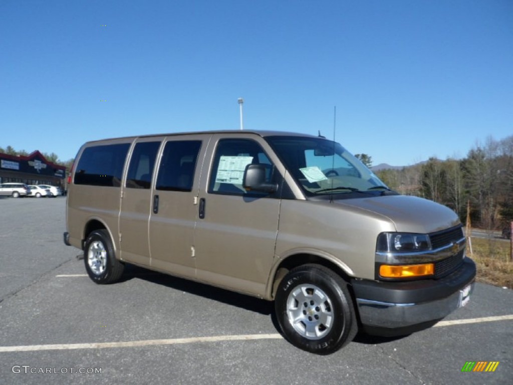 Sandstone Metallic 2013 Chevrolet Express LT 1500 AWD Passenger Van Exterior Photo #74762559