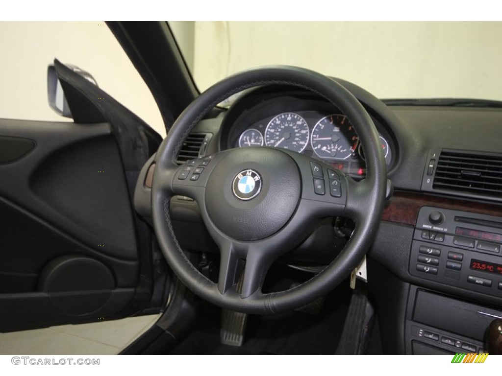 2005 BMW 3 Series 330i Convertible Black Steering Wheel Photo #74764124