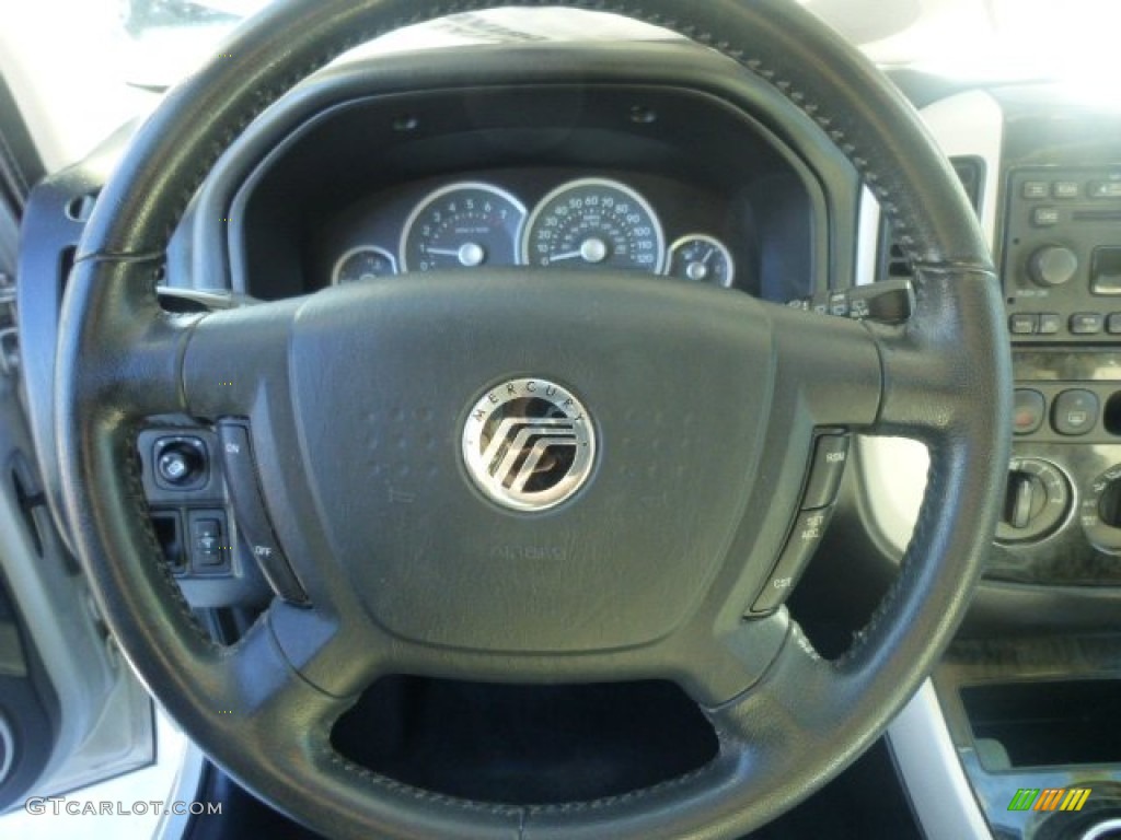 2007 Mercury Mariner Luxury 4WD Black/Light Parchment Steering Wheel Photo #74764639